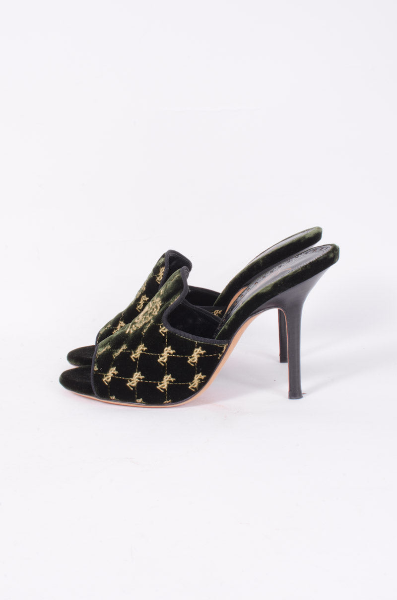 VELVET EMBROIDERED MULES