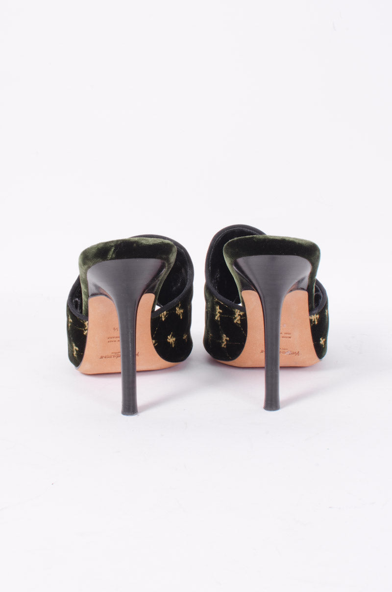 VELVET EMBROIDERED MULES