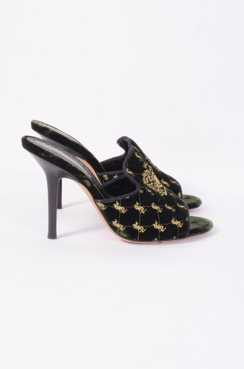 VELVET EMBROIDERED MULES