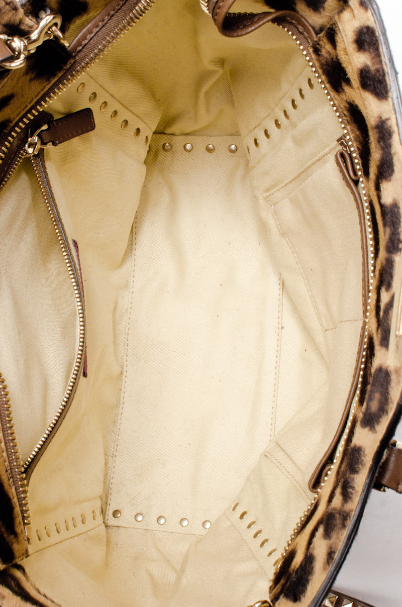 PONYHAIR LEOPARD ROCKSTUD BAG
