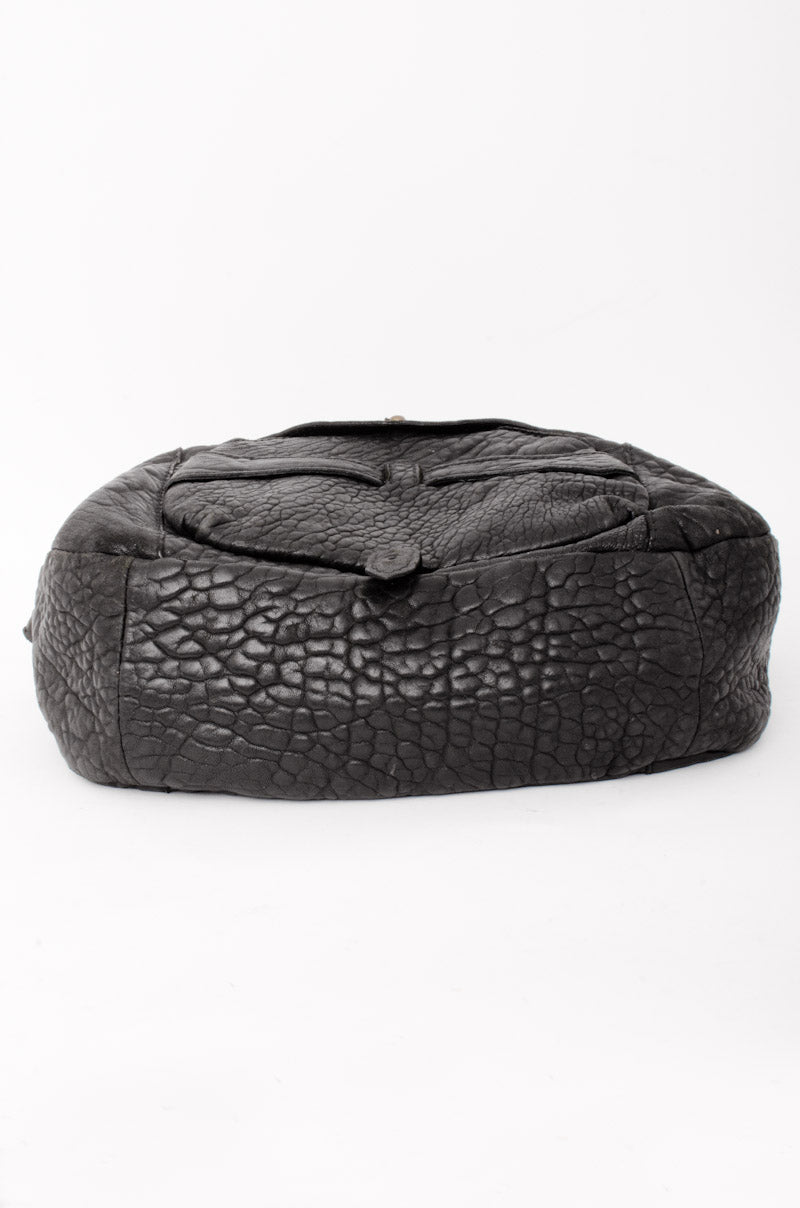 PEBBLED LEATHER FLAP BAG