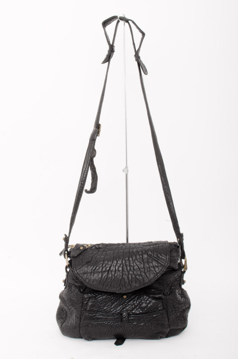 PEBBLED LEATHER FLAP BAG