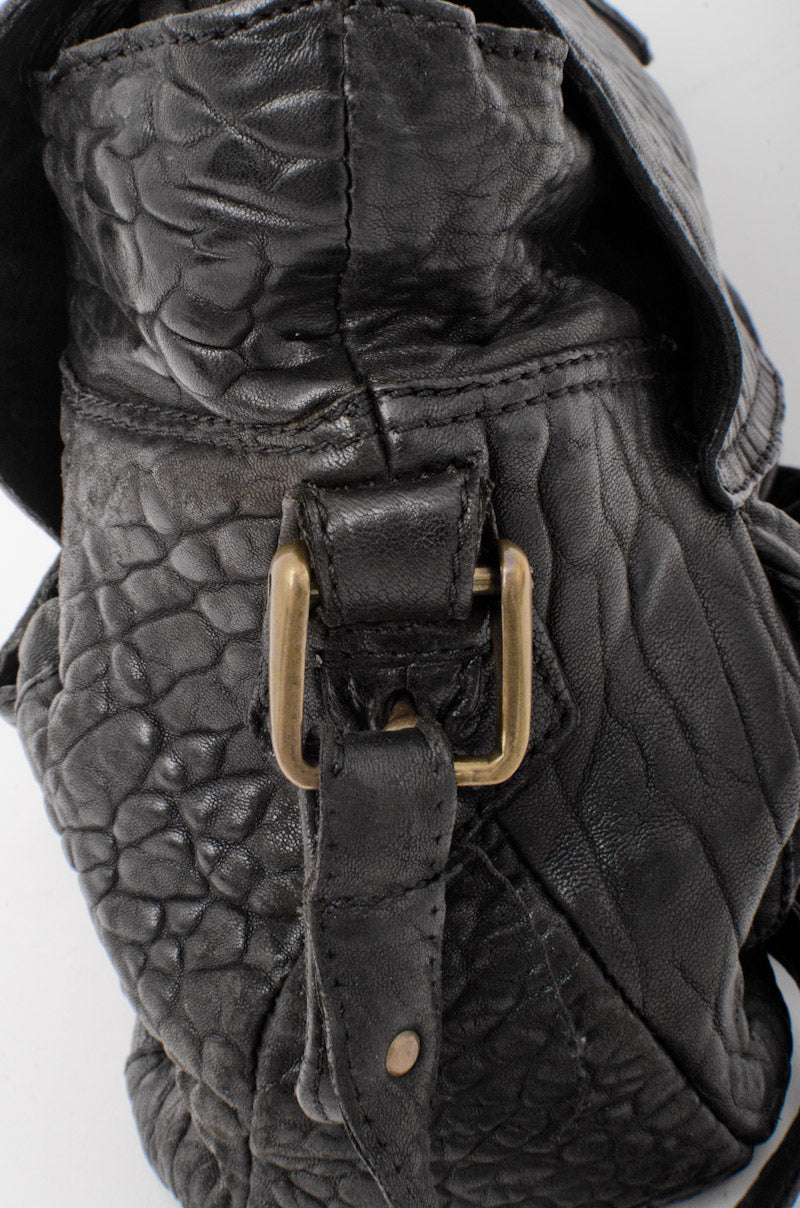 PEBBLED LEATHER FLAP BAG