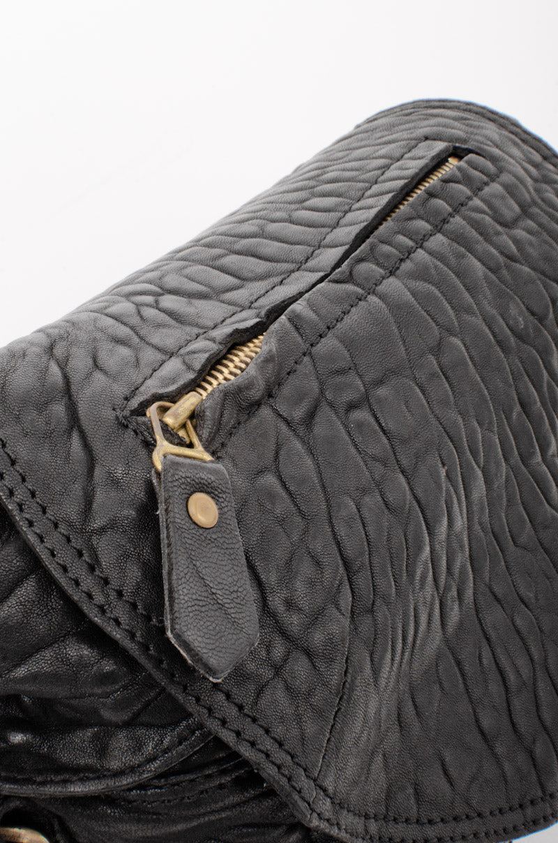 PEBBLED LEATHER FLAP BAG
