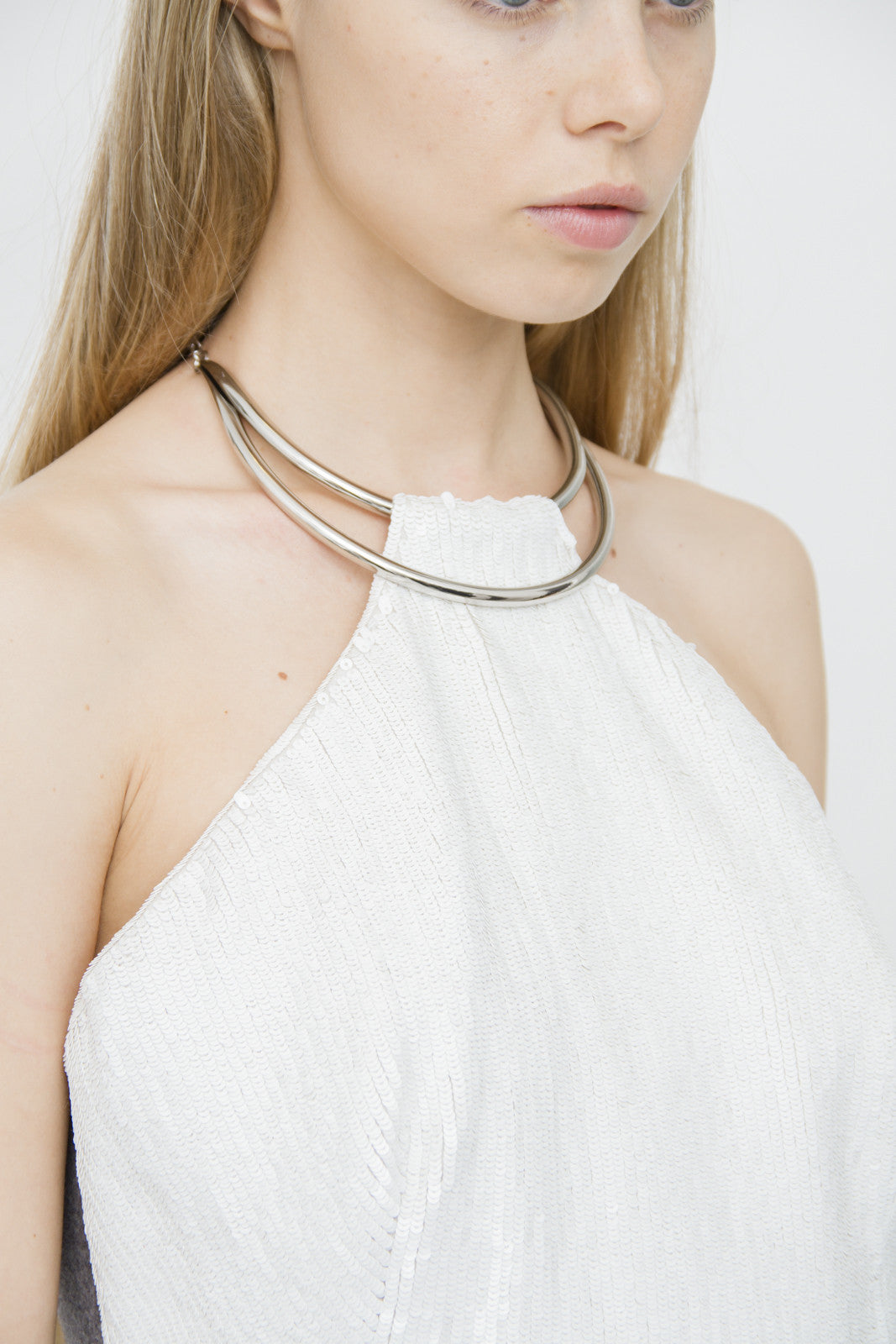 BEADED HALTER DRESS