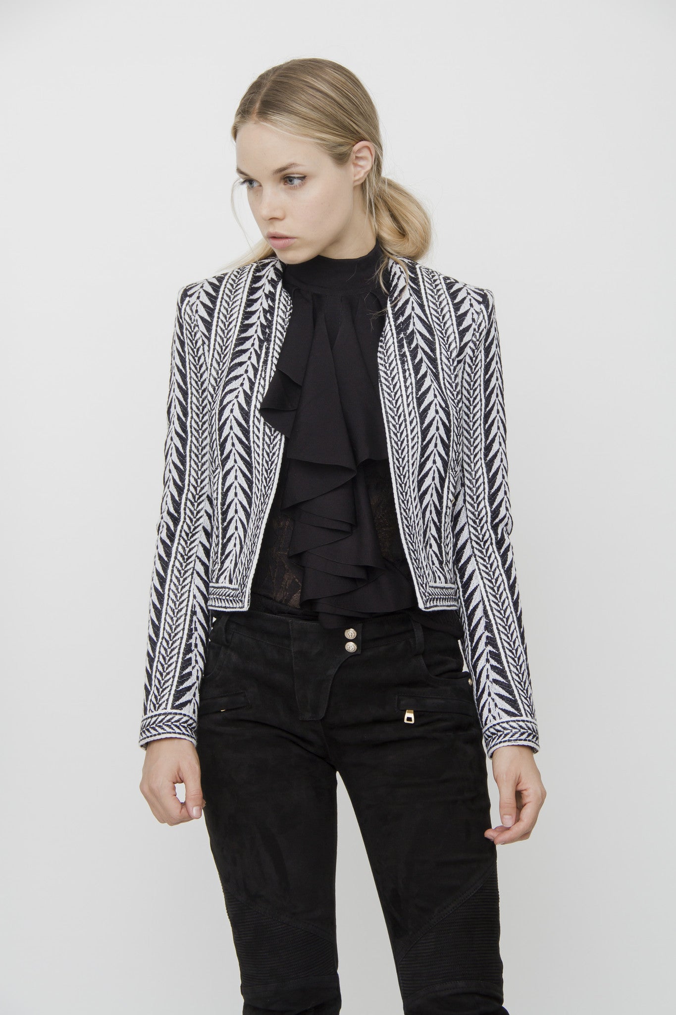 PRINTED KNIT BLAZER