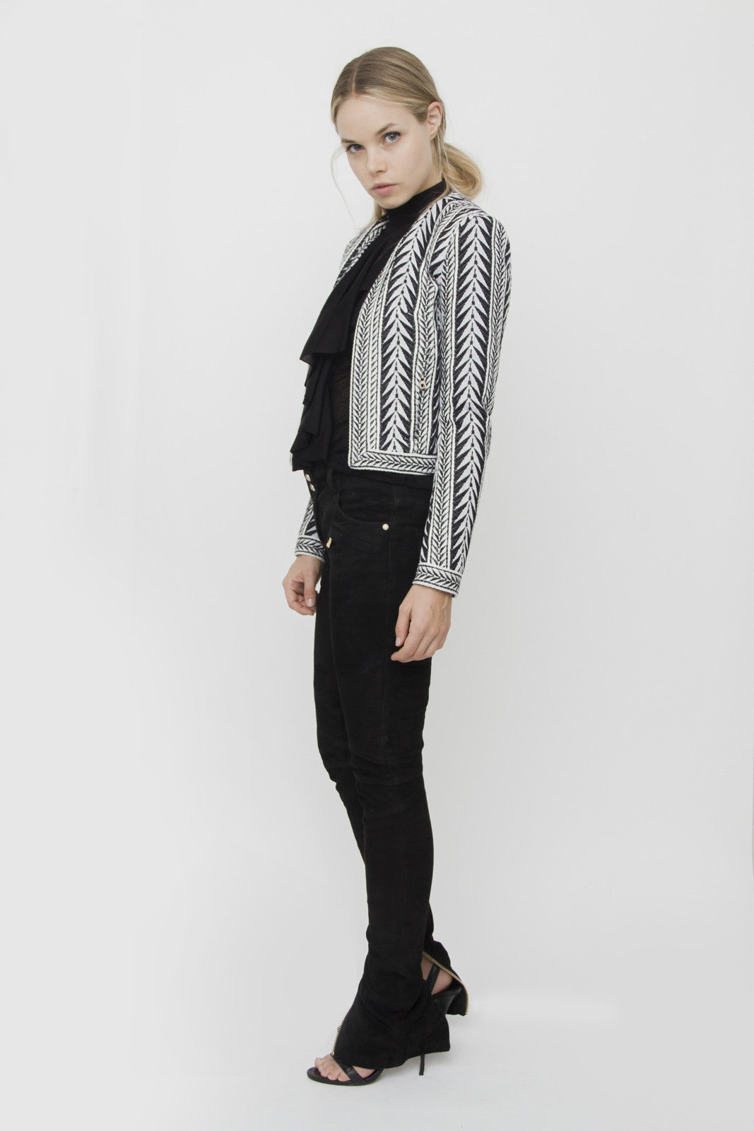 PRINTED KNIT BLAZER
