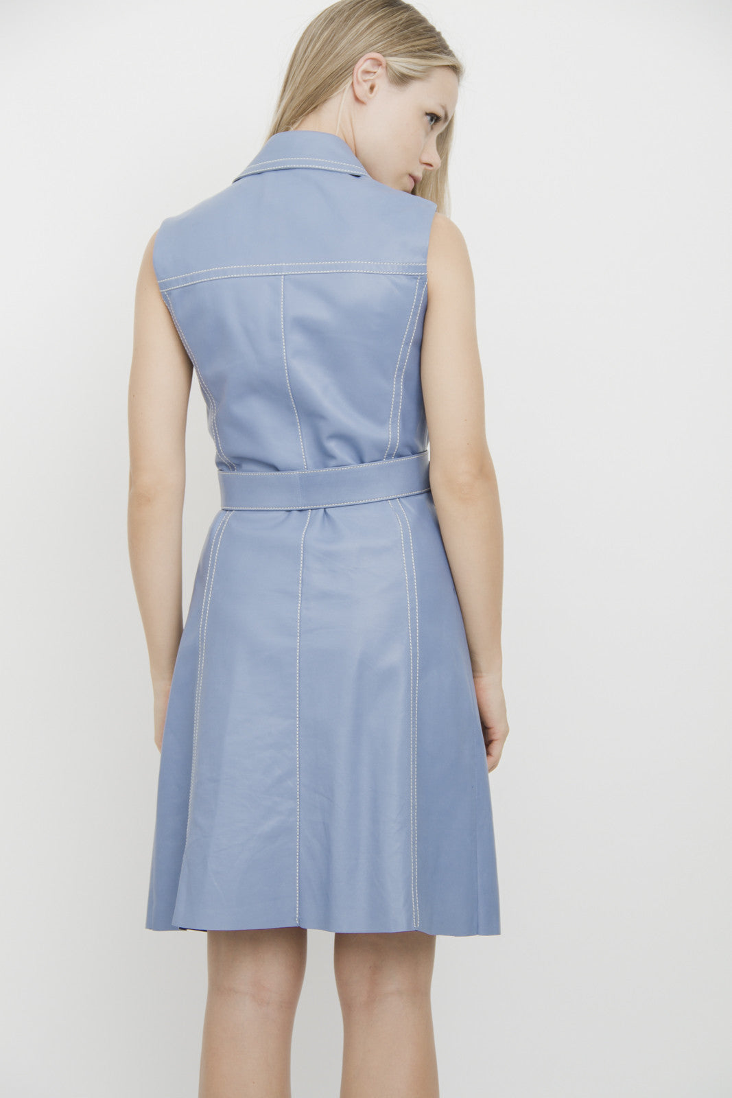 BELTED LEATHER SHIRTDRESS