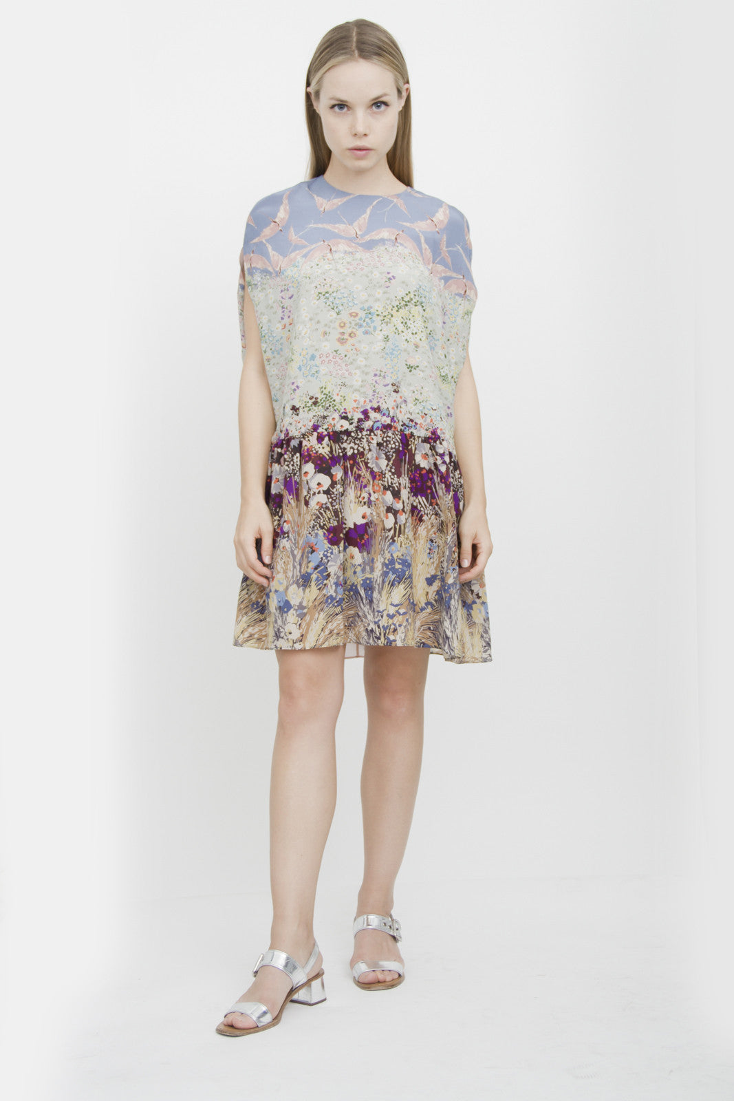 LANDSCAPE DROPWAIST SILK DRESS