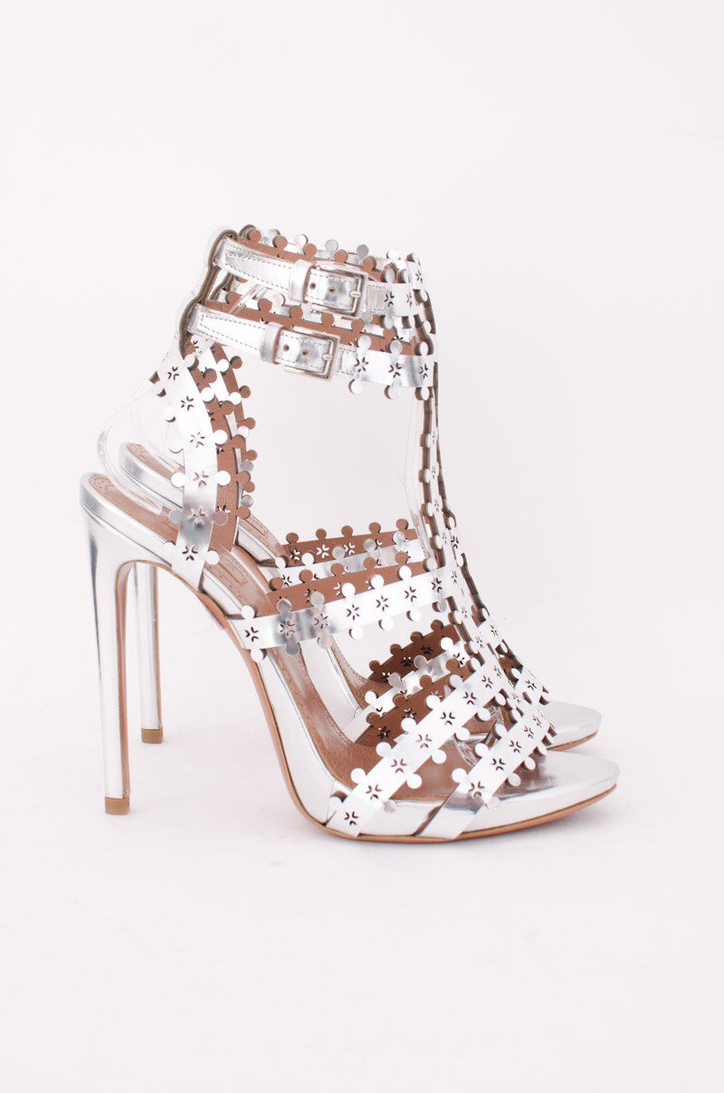 SILVER STRAPPY HEELS