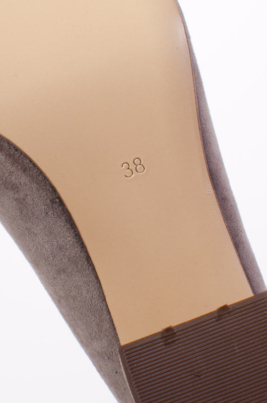 GRAY SUEDE SLIDES