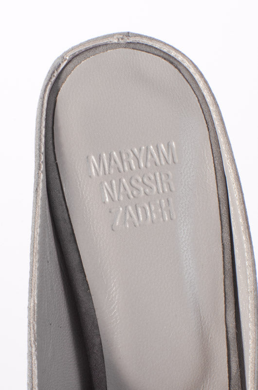 GRAY SUEDE SLIDES