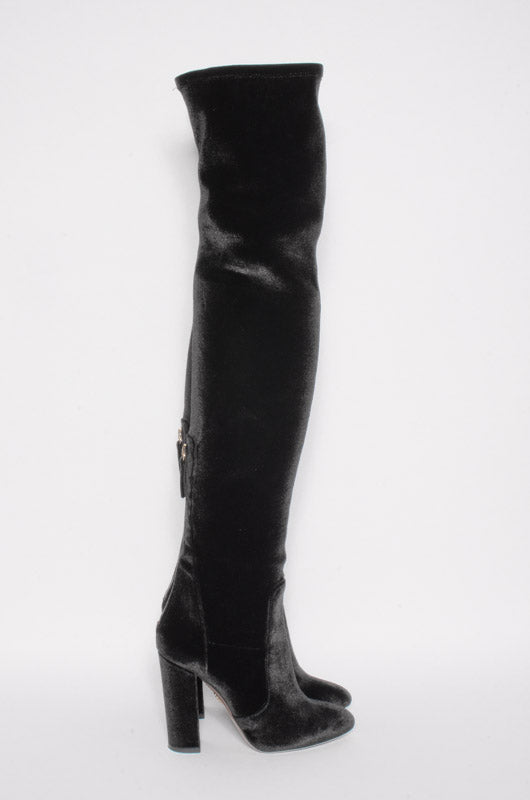 VELVET OVER THE KNEE BOOTS