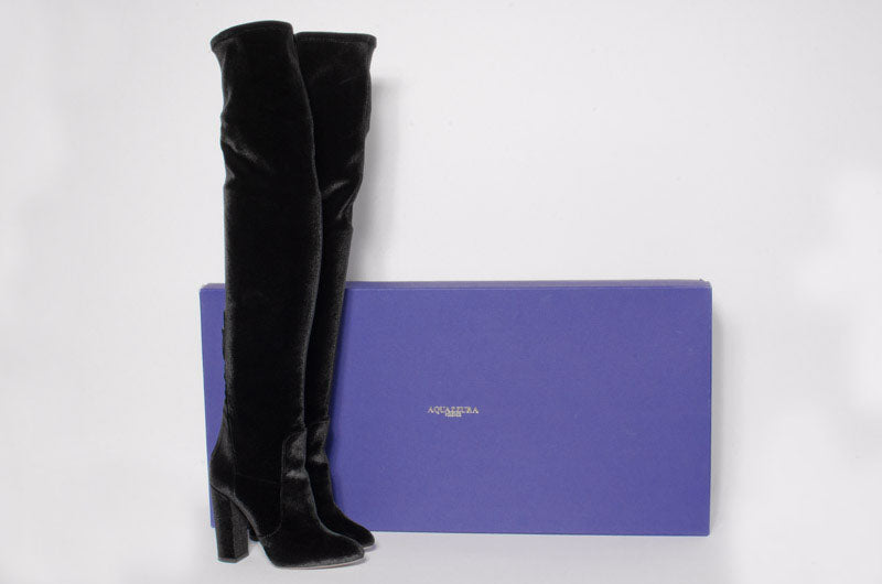 VELVET OVER THE KNEE BOOTS