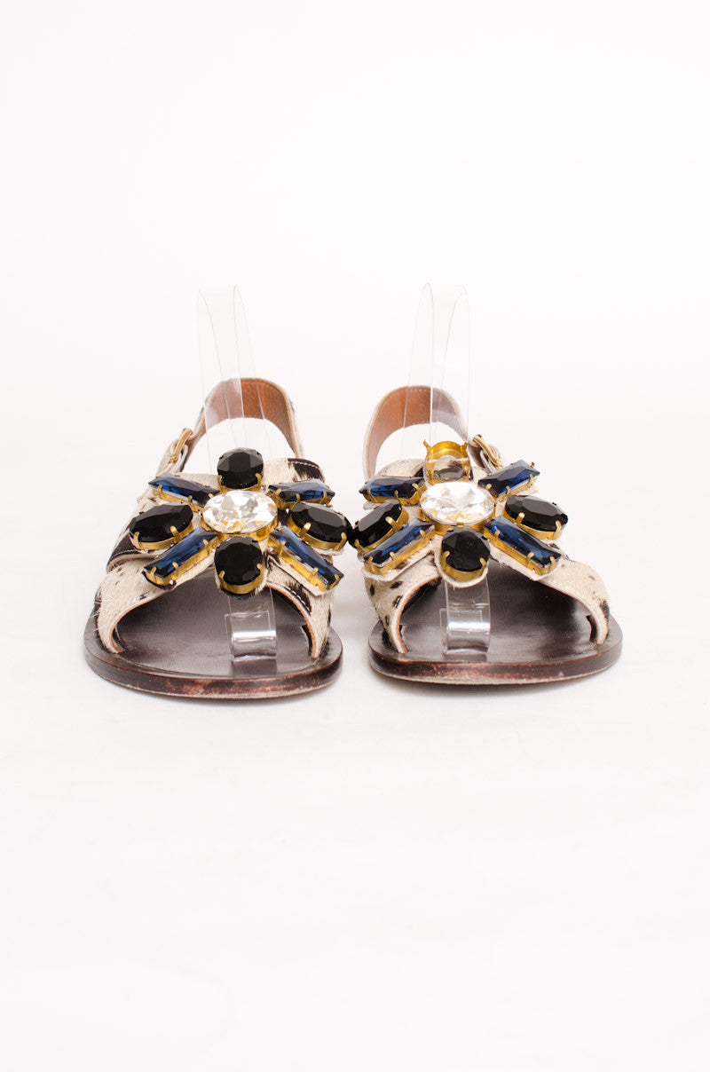 PONYHAIR GEMSTONE SANDALS