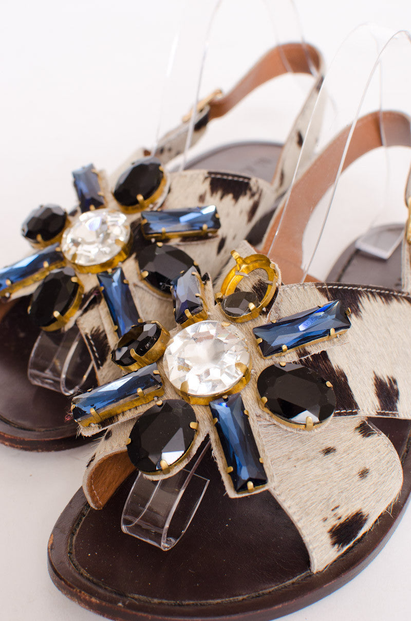PONYHAIR GEMSTONE SANDALS