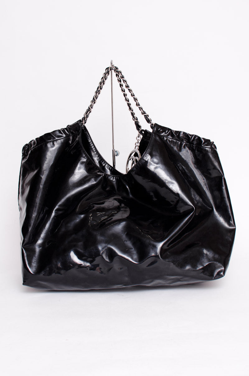 PATENT CABAS TOTE