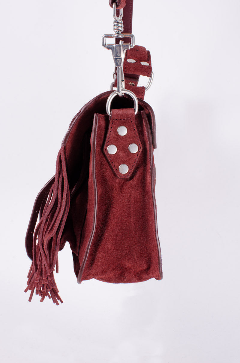 PS1 RED SUEDE FRINGE PURSE