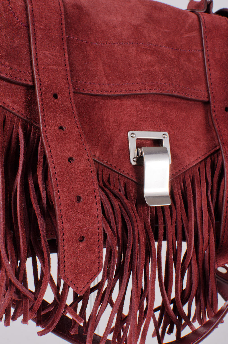 PS1 RED SUEDE FRINGE PURSE