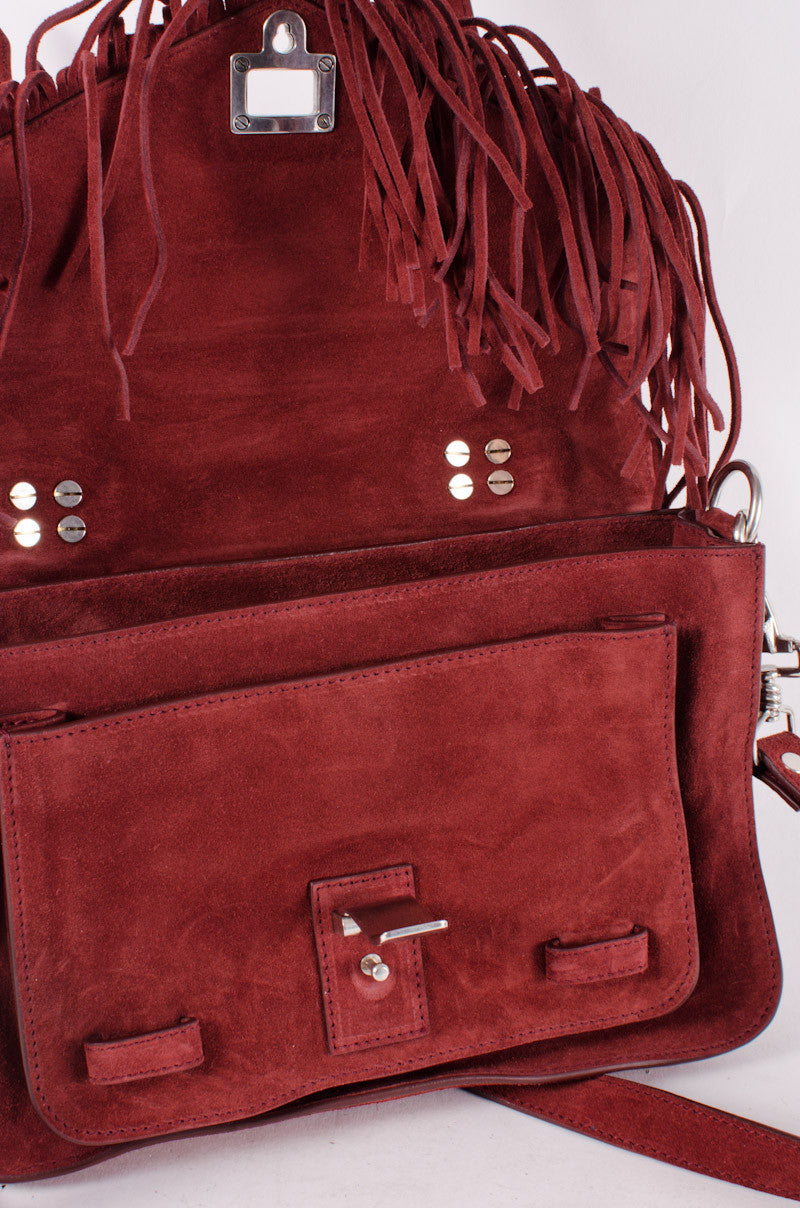 PS1 RED SUEDE FRINGE PURSE