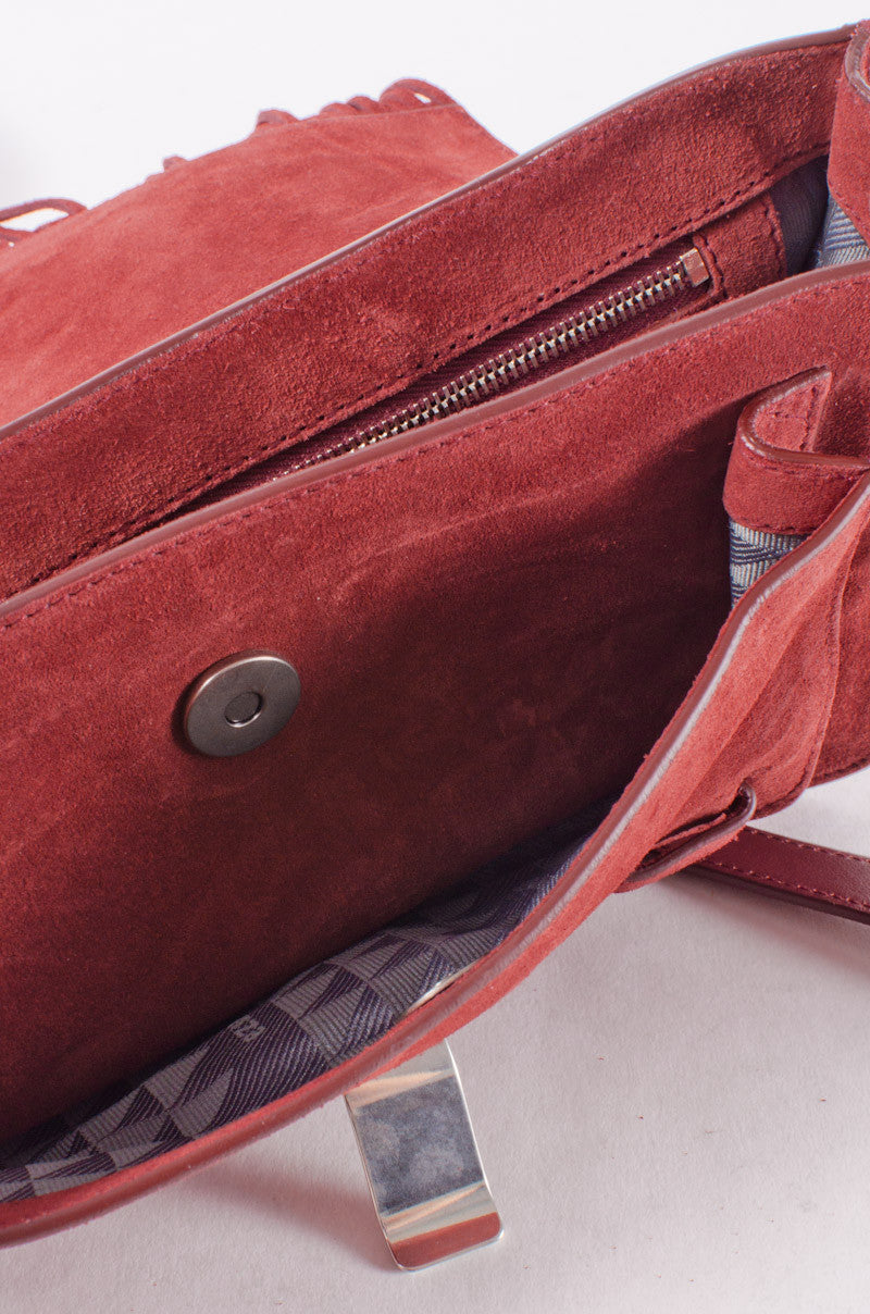 PS1 RED SUEDE FRINGE PURSE