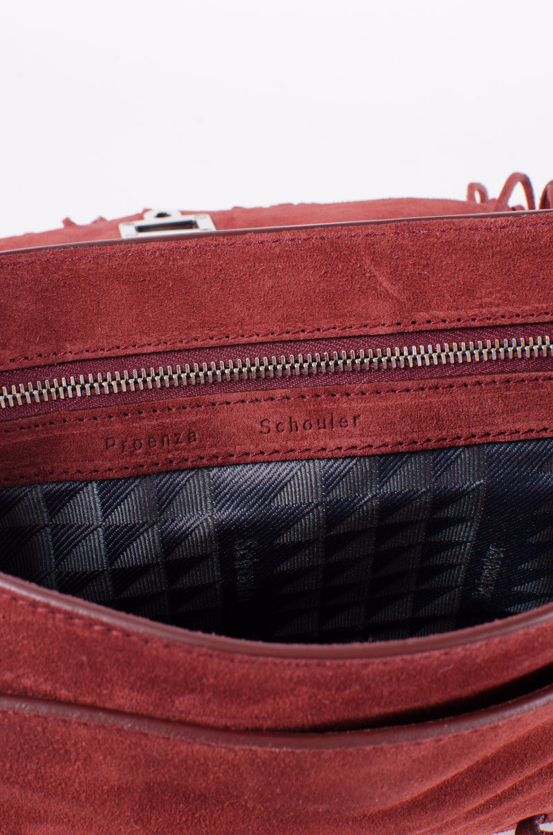 PS1 RED SUEDE FRINGE PURSE