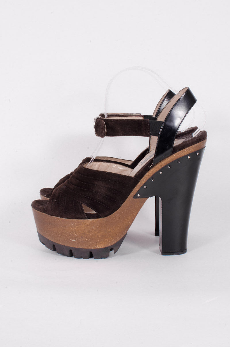 SUEDE WOODEN PLATFORMS