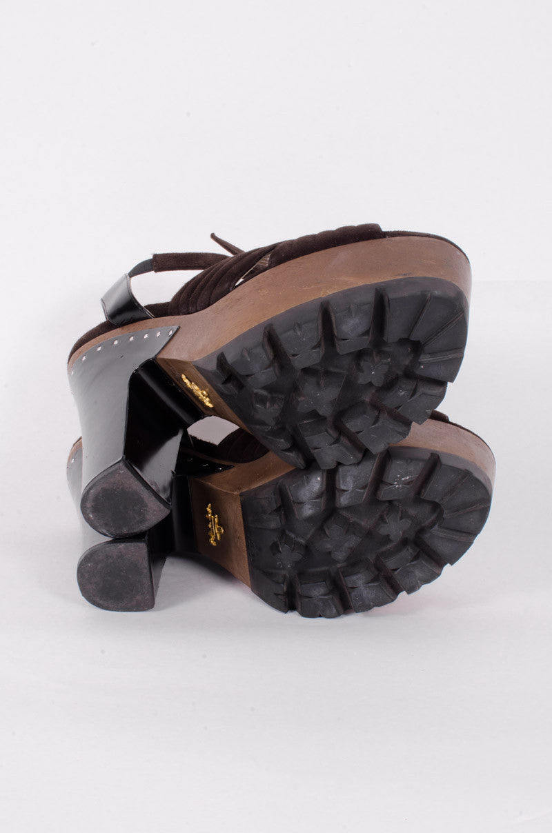 SUEDE WOODEN PLATFORMS