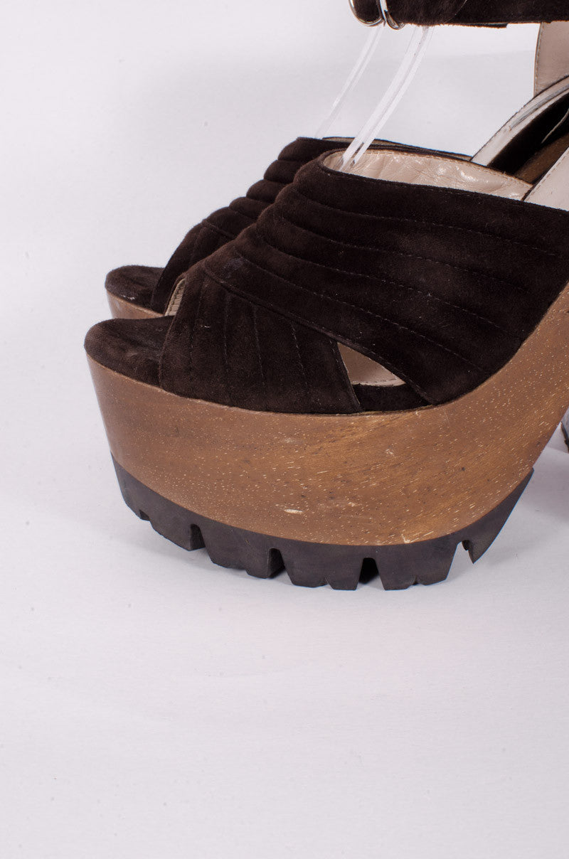 SUEDE WOODEN PLATFORMS