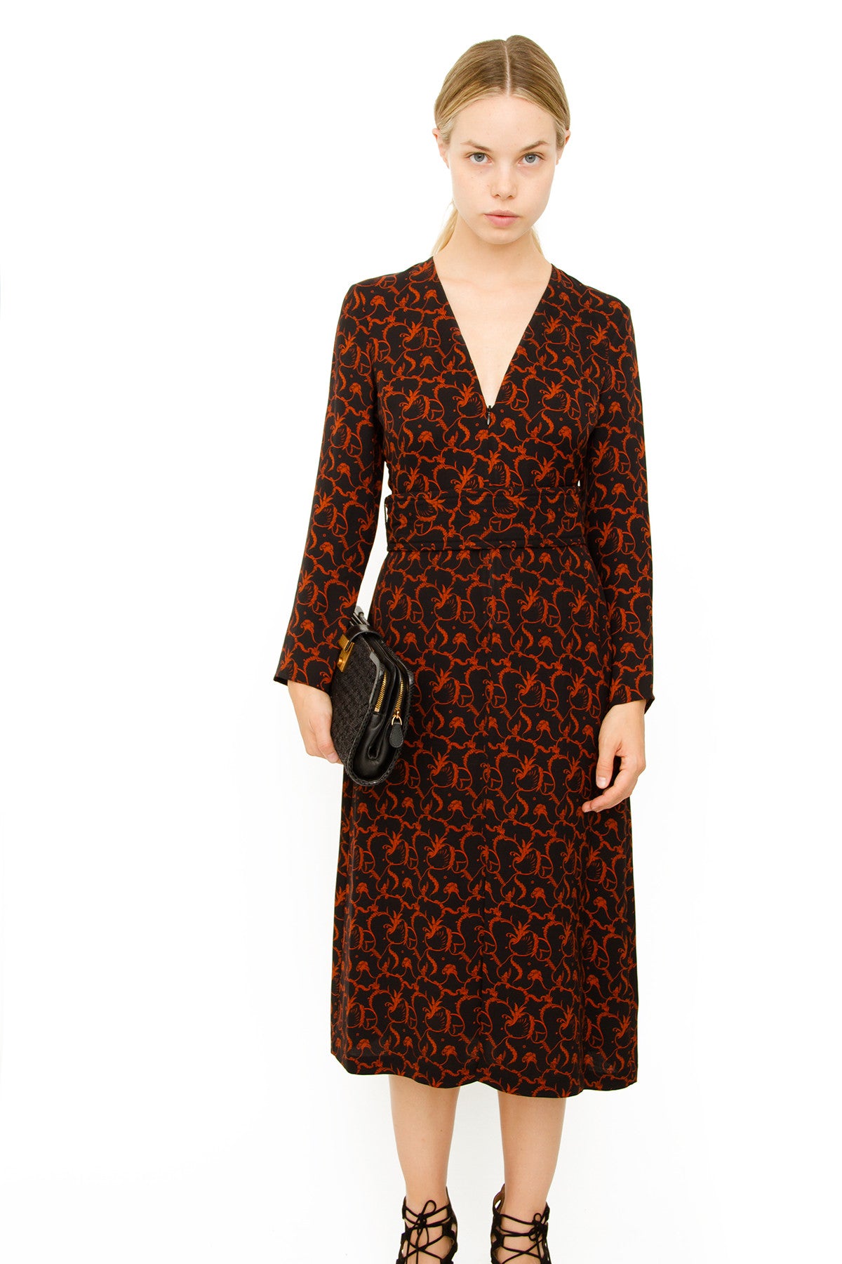 PRINTED WRAP DRESS