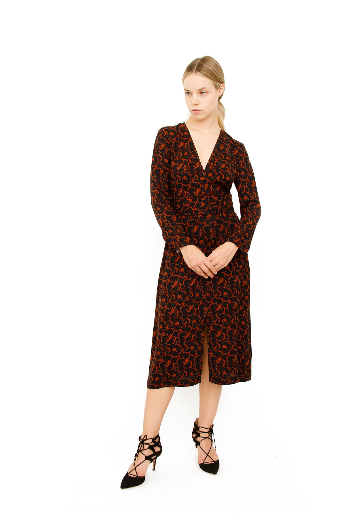PRINTED WRAP DRESS