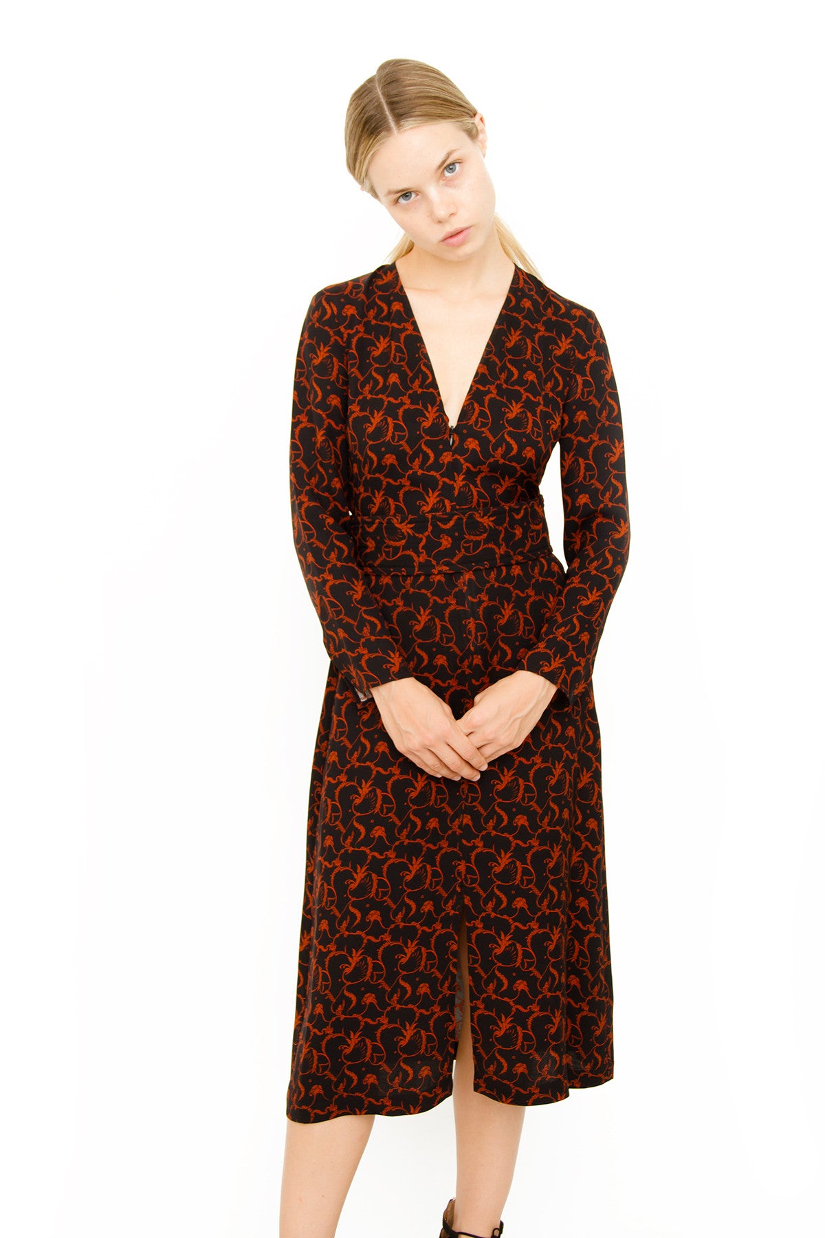 PRINTED WRAP DRESS