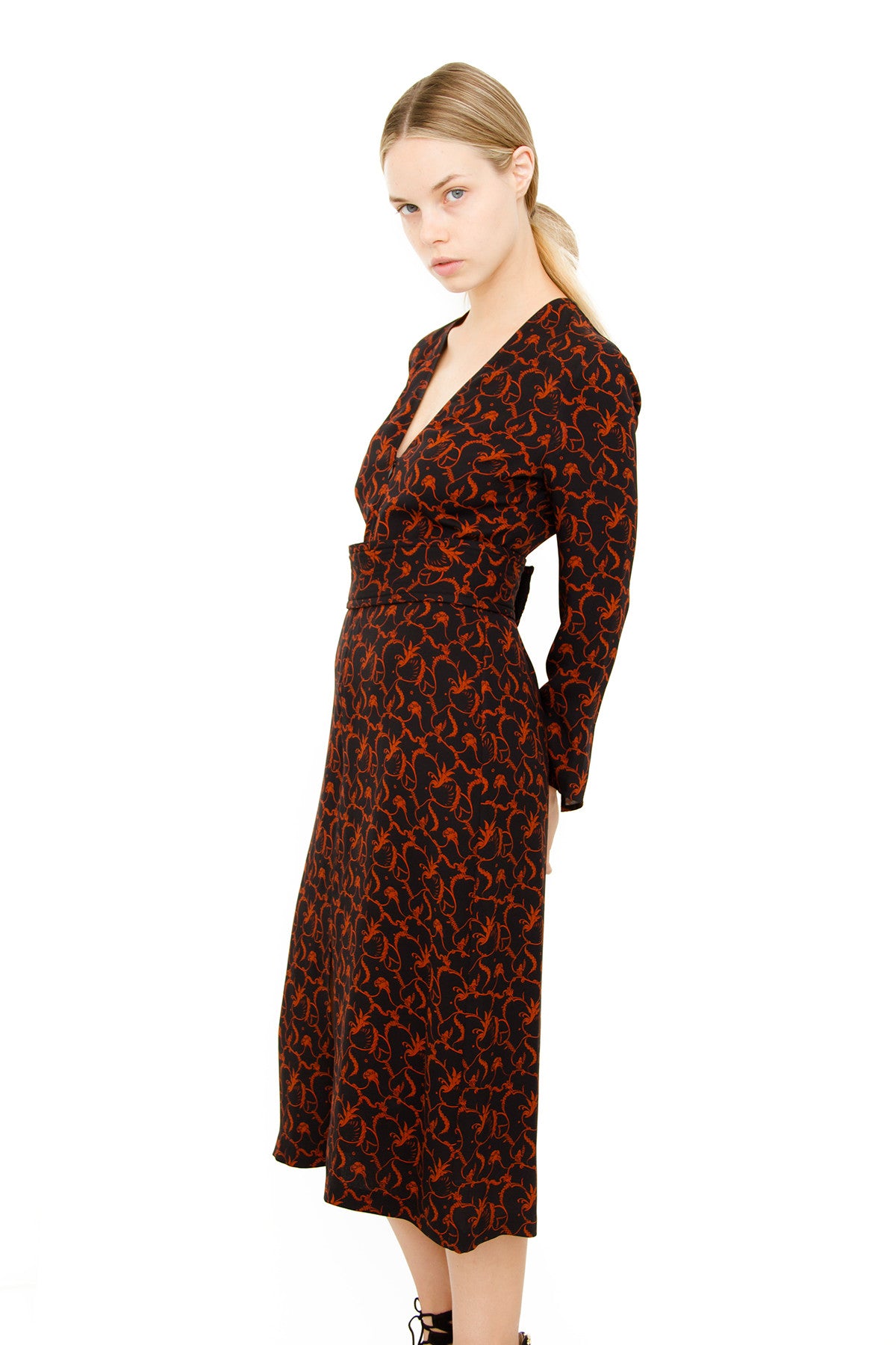 PRINTED WRAP DRESS