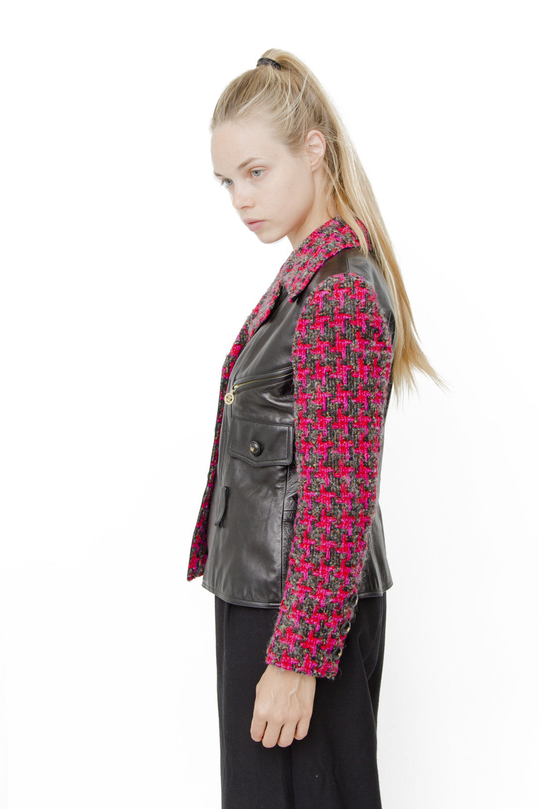 LEATHER AND TWEED MOTO JACKET