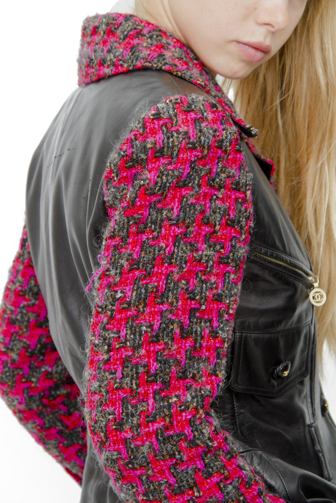 LEATHER AND TWEED MOTO JACKET
