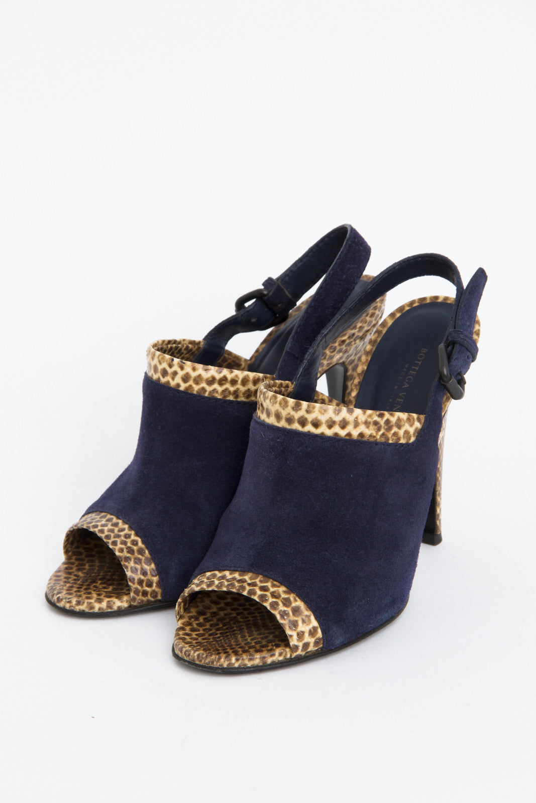 SNAKESKIN TRIM SLINGBACKS