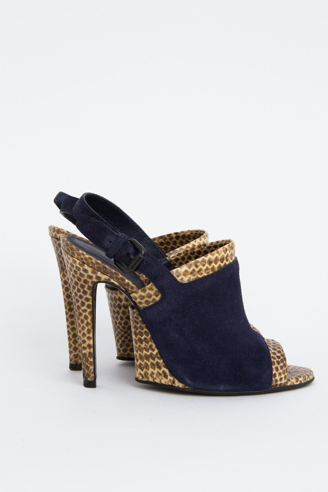 SNAKESKIN TRIM SLINGBACKS