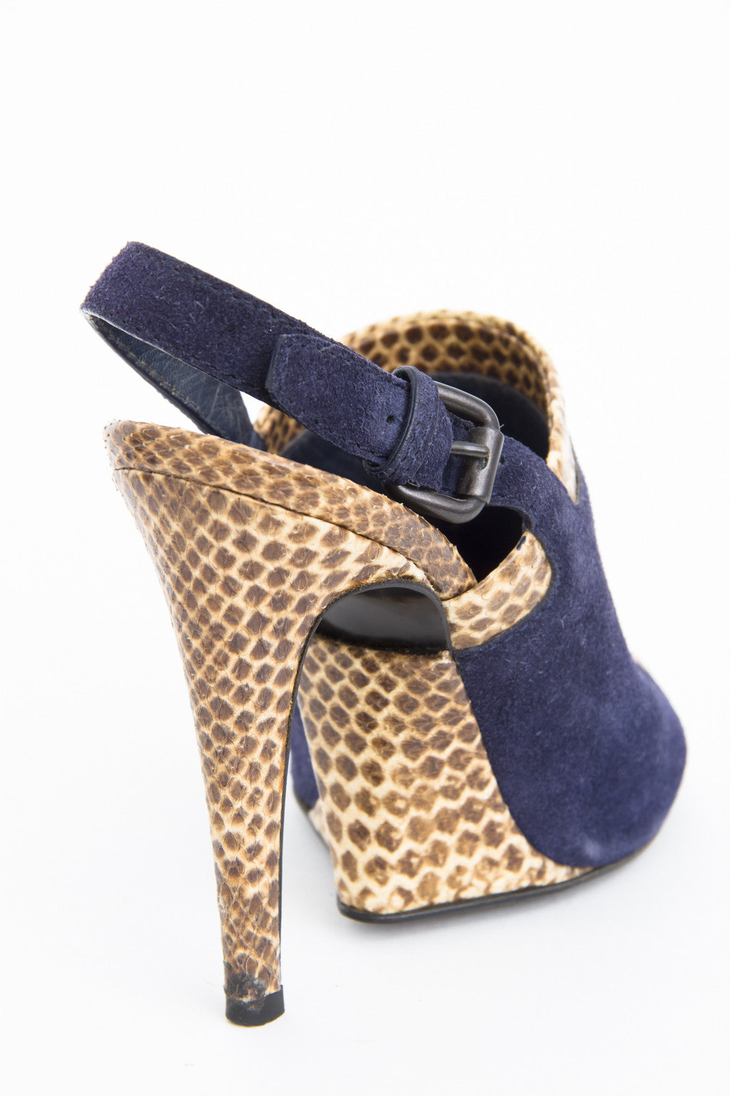 SNAKESKIN TRIM SLINGBACKS