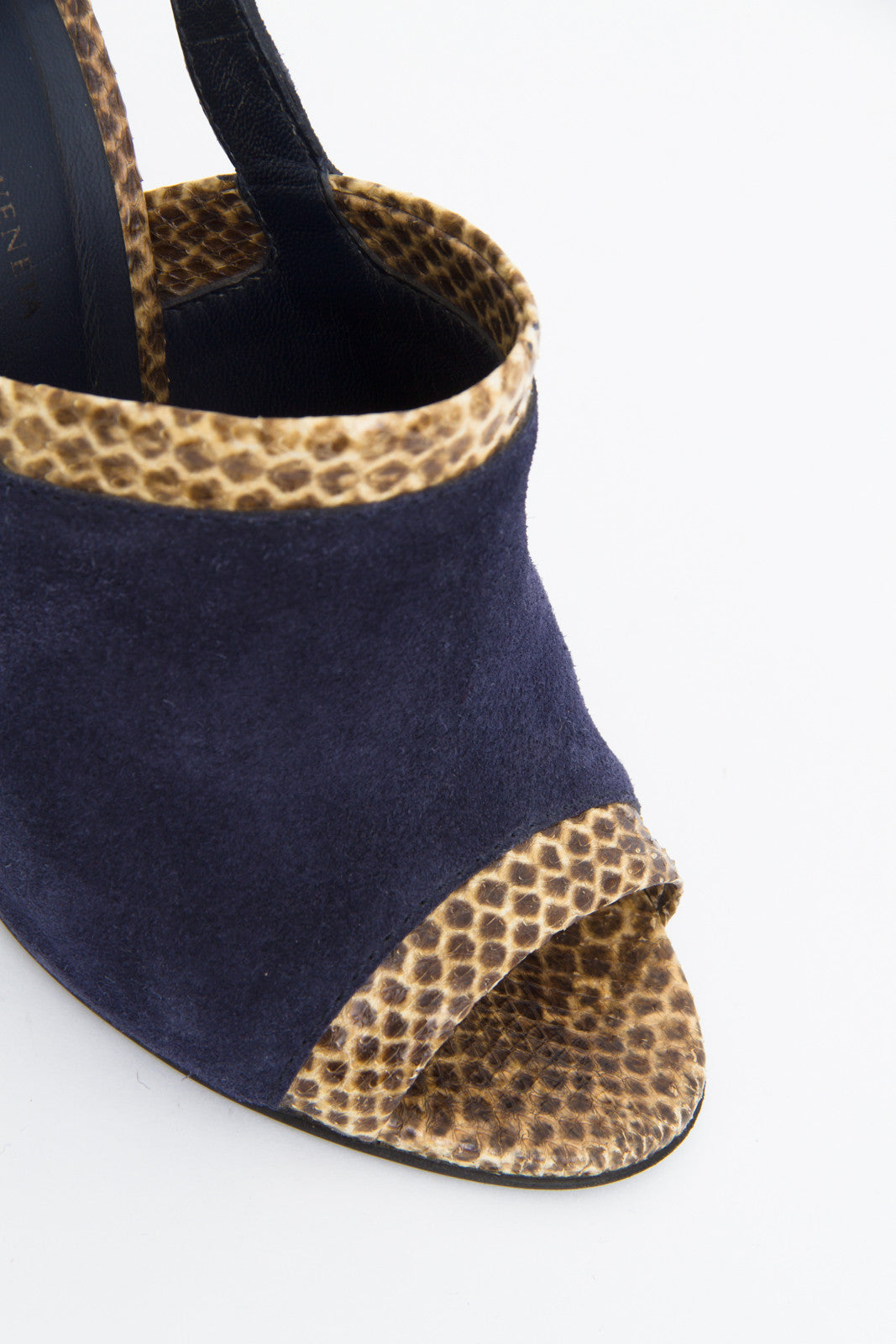 SNAKESKIN TRIM SLINGBACKS