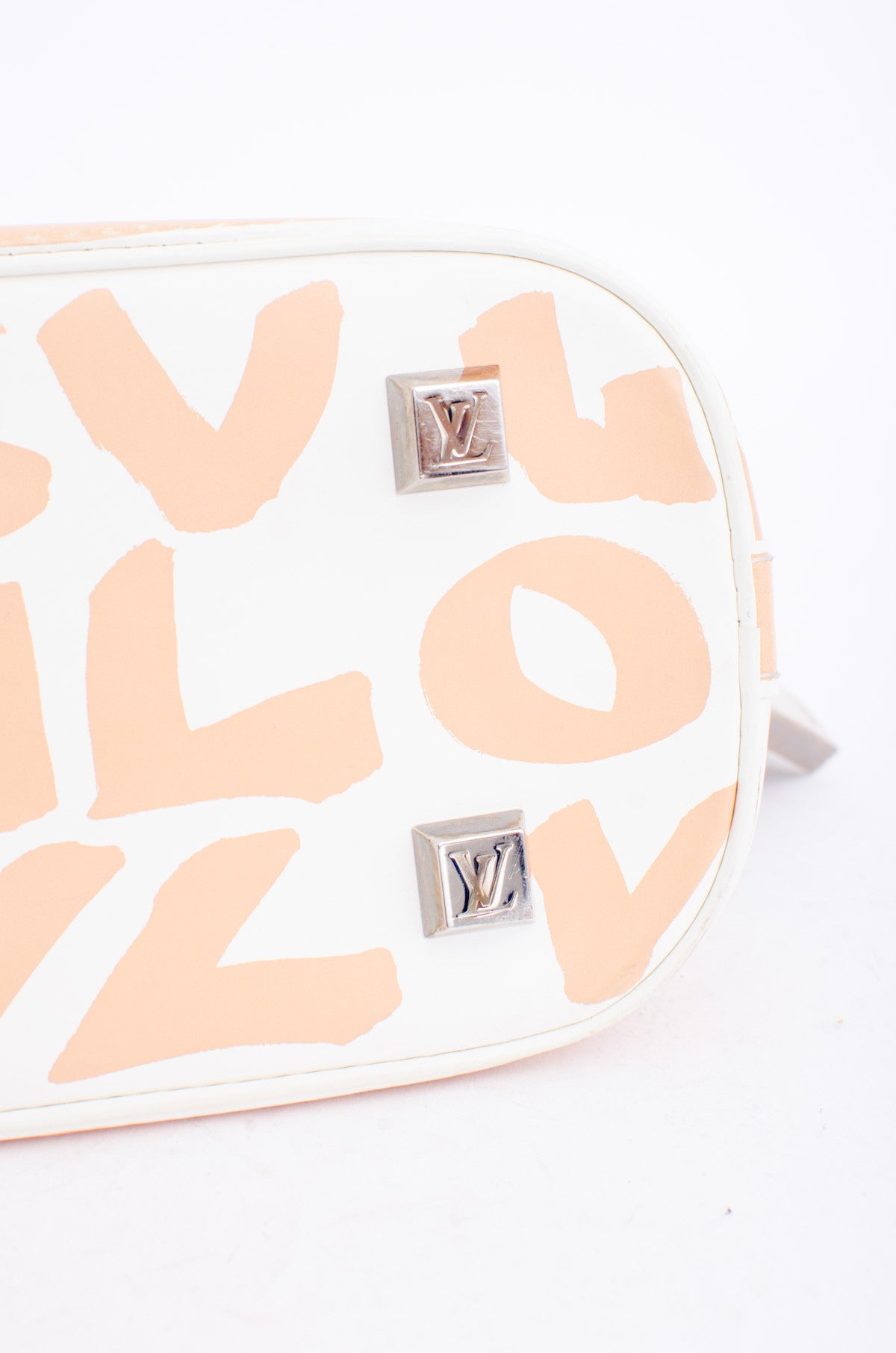 PEACH AND WHITE GRAFFITI PURSE
