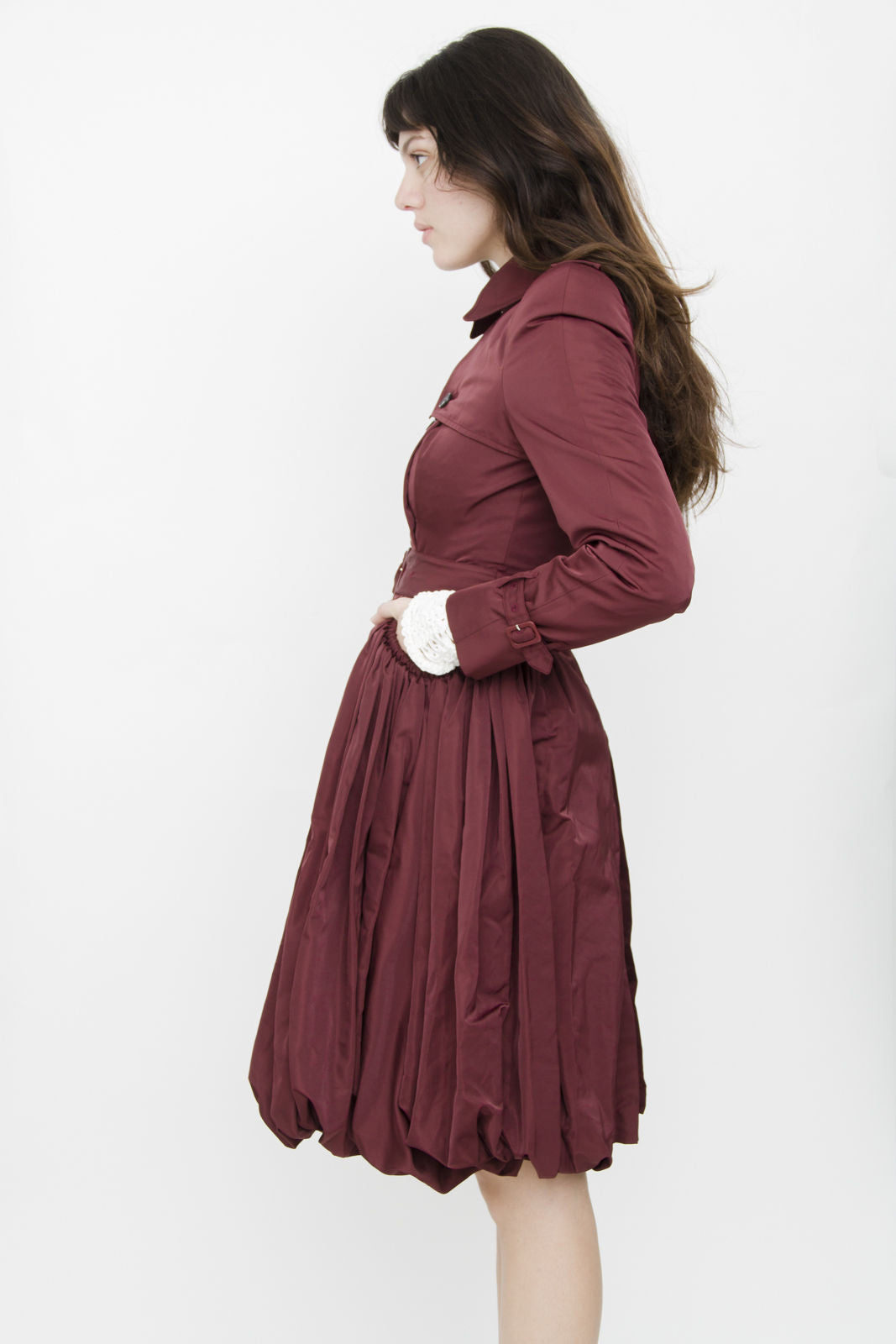 BELTED BURGUNDY PEACOAT