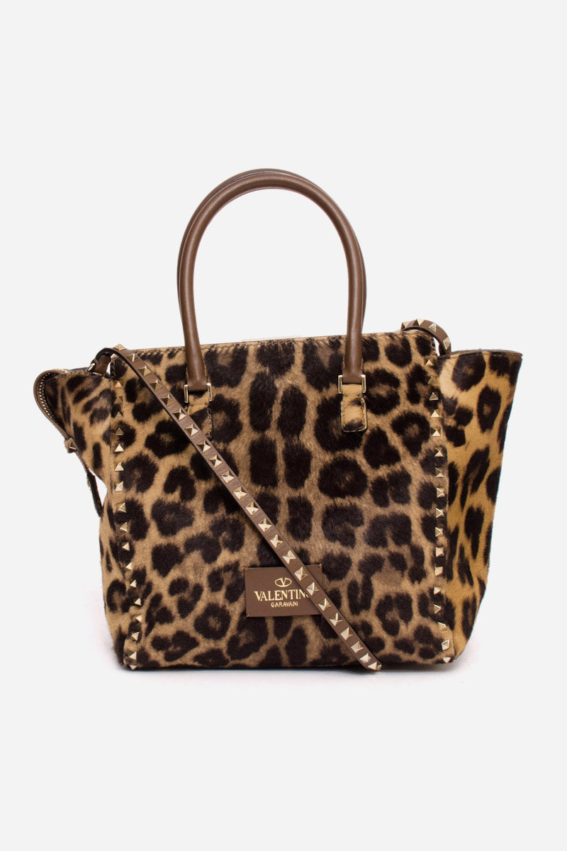 PONYHAIR LEOPARD ROCKSTUD BAG