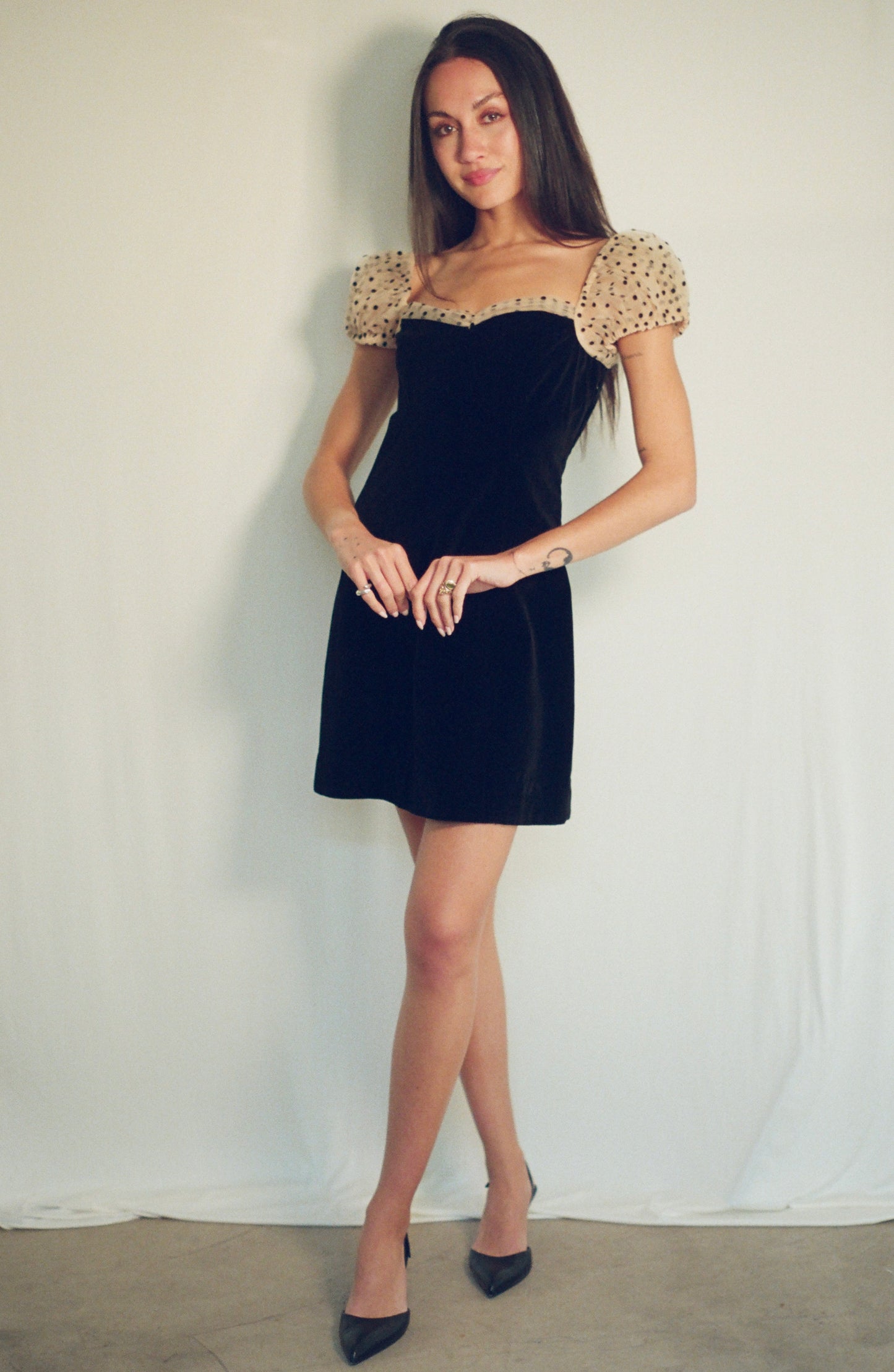 DOEN DENITA VELVET POLKA DOT DRESS