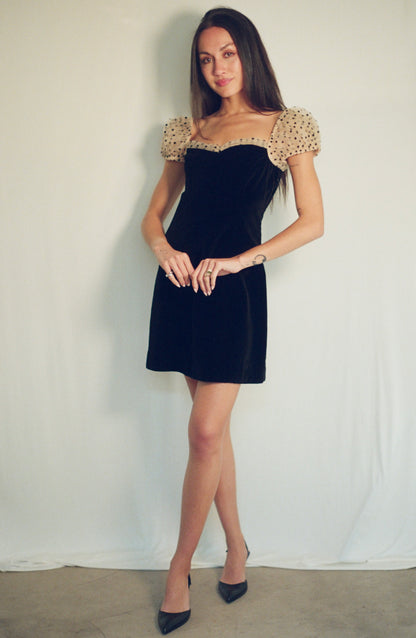 DOEN DENITA VELVET POLKA DOT DRESS