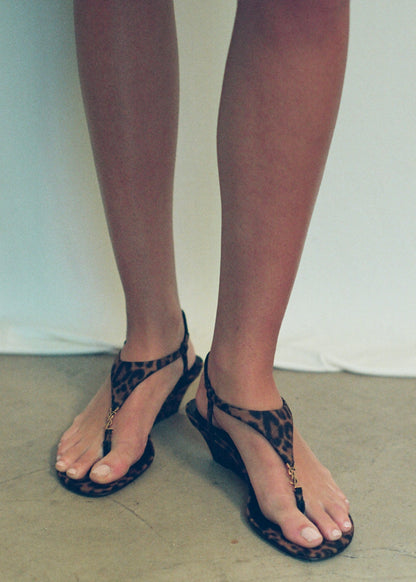 SAINT LAURENT CASSANDRA LEOPARD SANDALS