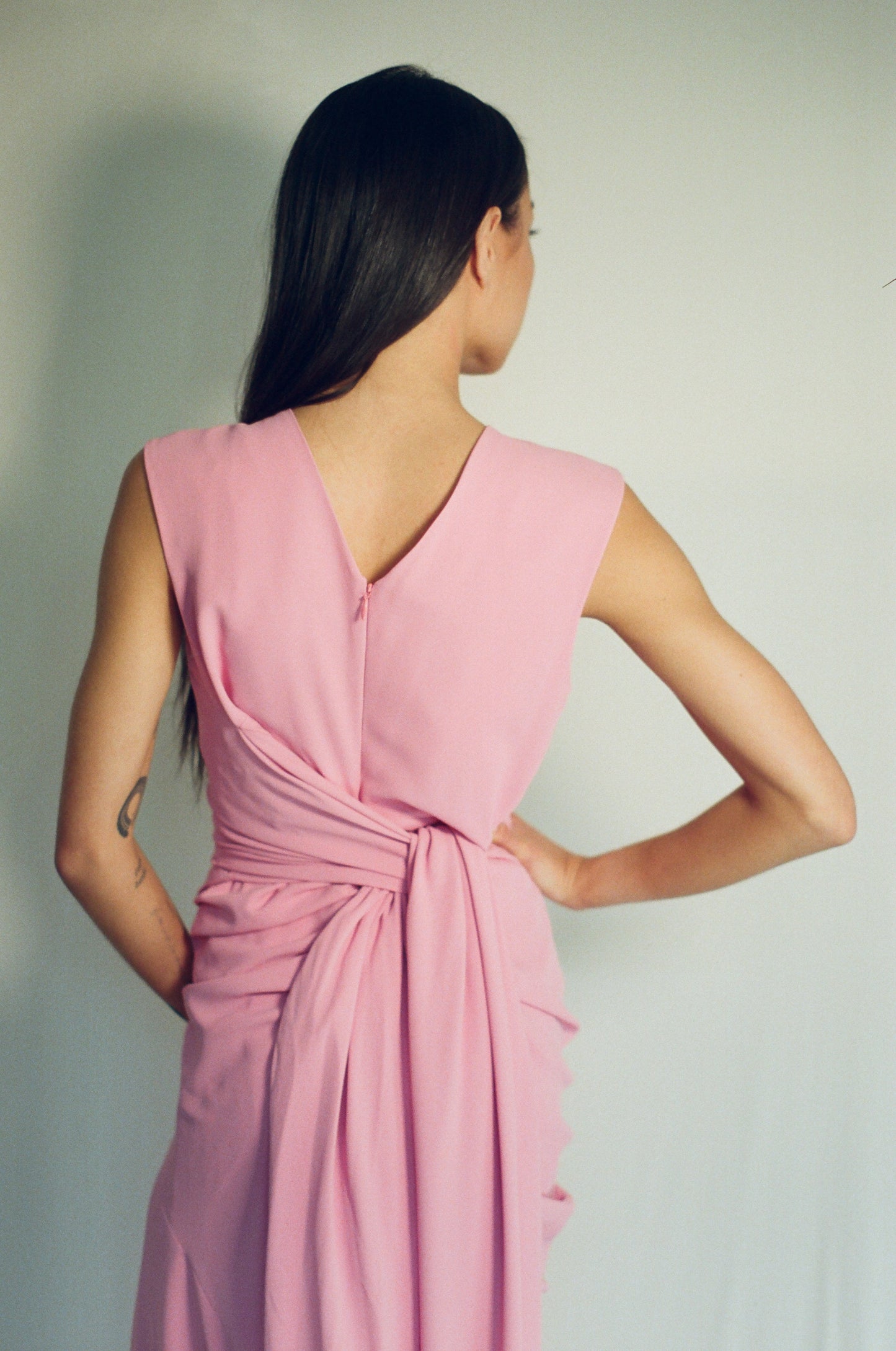 DRIES VAN NOTEN PINK DRAPED GOWN