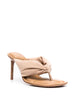 JACQUEMUS Les Sandales Nocio Nude Suede Leather Thong Mule Sandal Heel 41