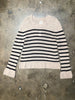 KHAITE Tilda Beige Black Stripe Print Cashmere Knit Sweater L