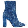 SAINT LAURENT Lou Blue Glitter Sequin 95 Zip Ombre Calf Ankle Boots 40/10