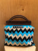 MARNI Market Blue Black Beige Crochet Knit Zig Zag Chevron Geometric Bag Purse